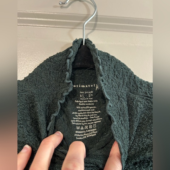 Free People Ruffled Mara Mock Neck Textured Top - Deep green - Picture 6 of 8